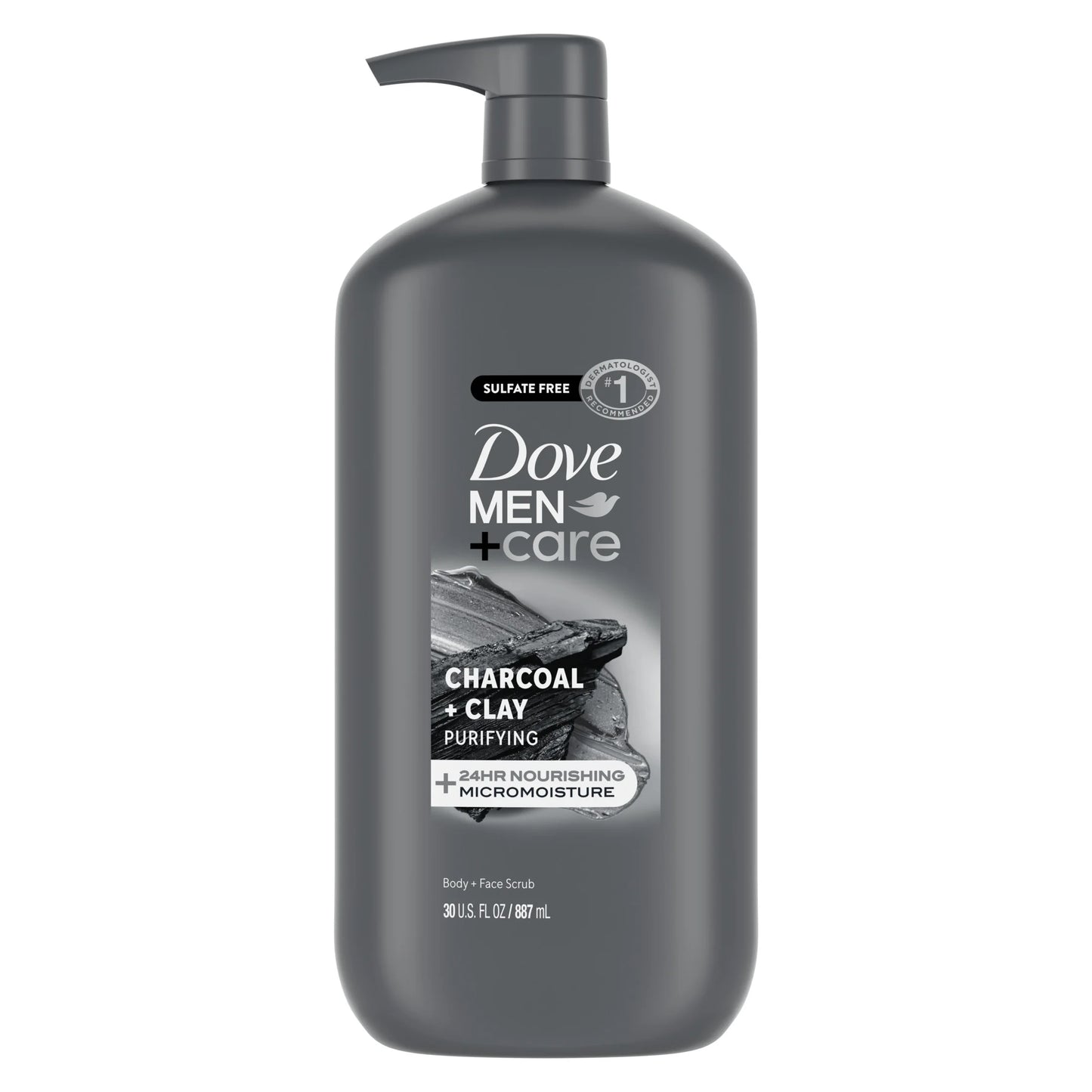 (4 Pack) Purifying Hydrating Face & Body Wash for Men Charcoal & Clay, 30 Oz