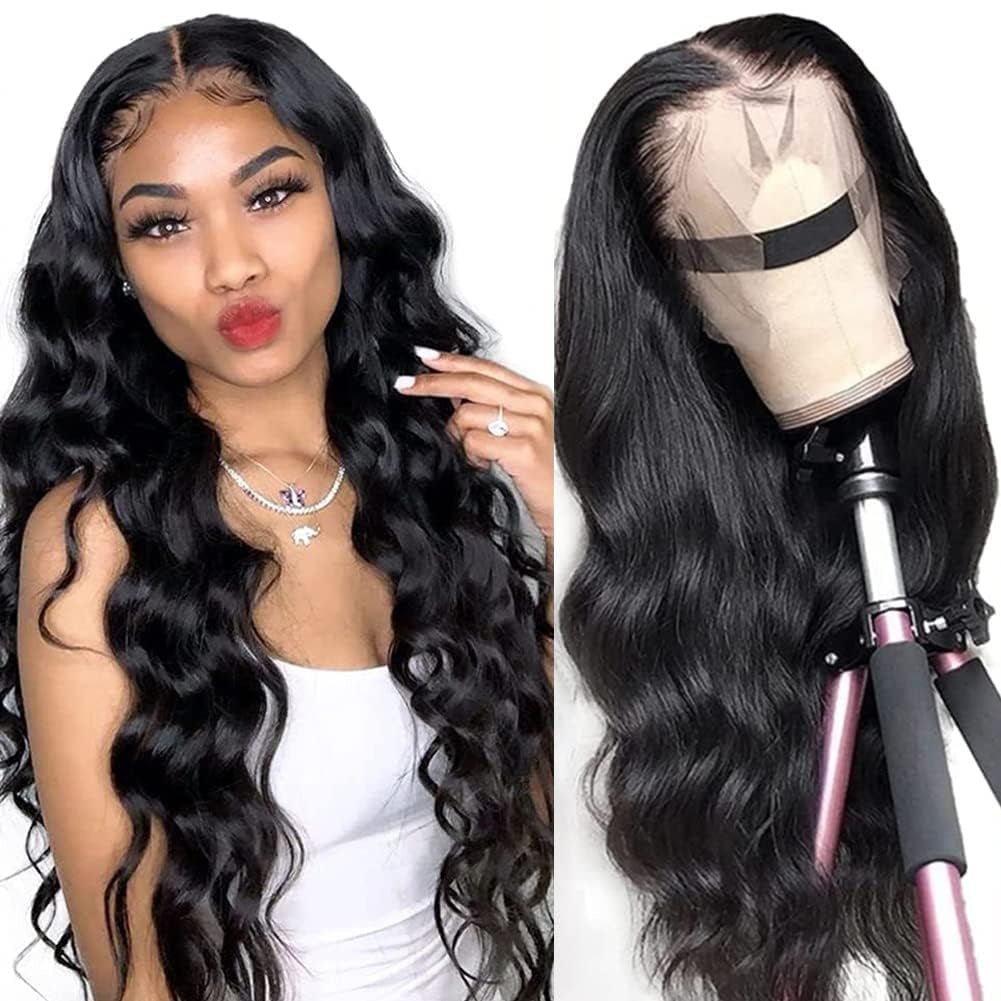 Highlight Ombre 13X4 HD Lace Front Wig Human Hair Pre Plucked Transparent 4/27 Honey Blonde Lace Frontal Wigs with Baby Hair 150 Density Colored Body Wave Lace Front Wig Human Hair 24 Inch