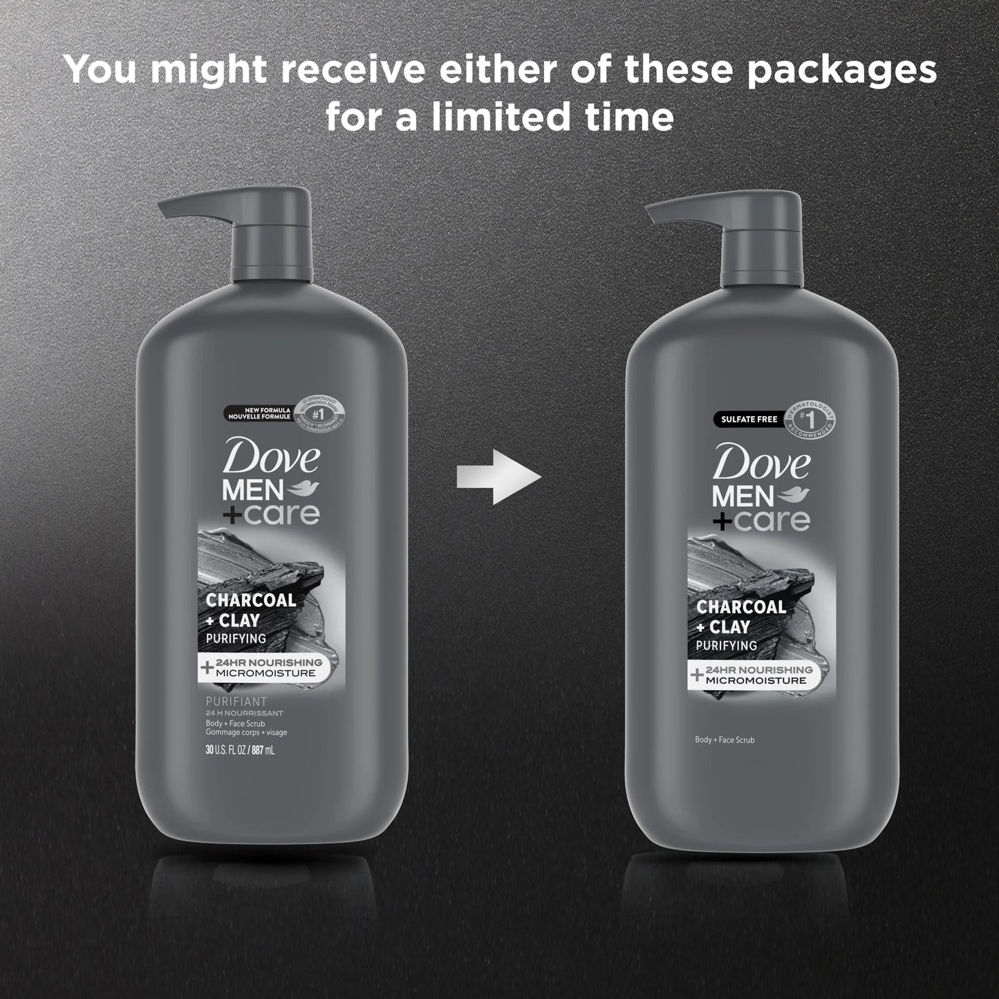 (4 Pack) Purifying Hydrating Face & Body Wash for Men Charcoal & Clay, 30 Oz