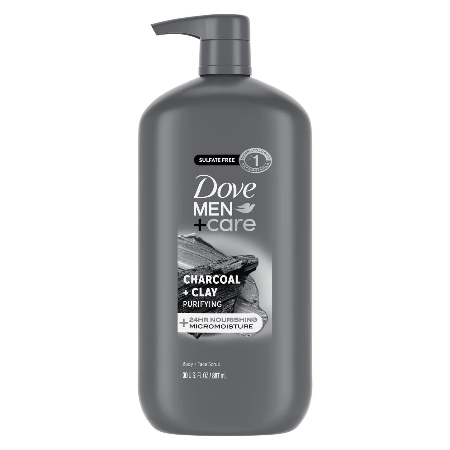 (4 Pack) Purifying Hydrating Face & Body Wash for Men Charcoal & Clay, 30 Oz