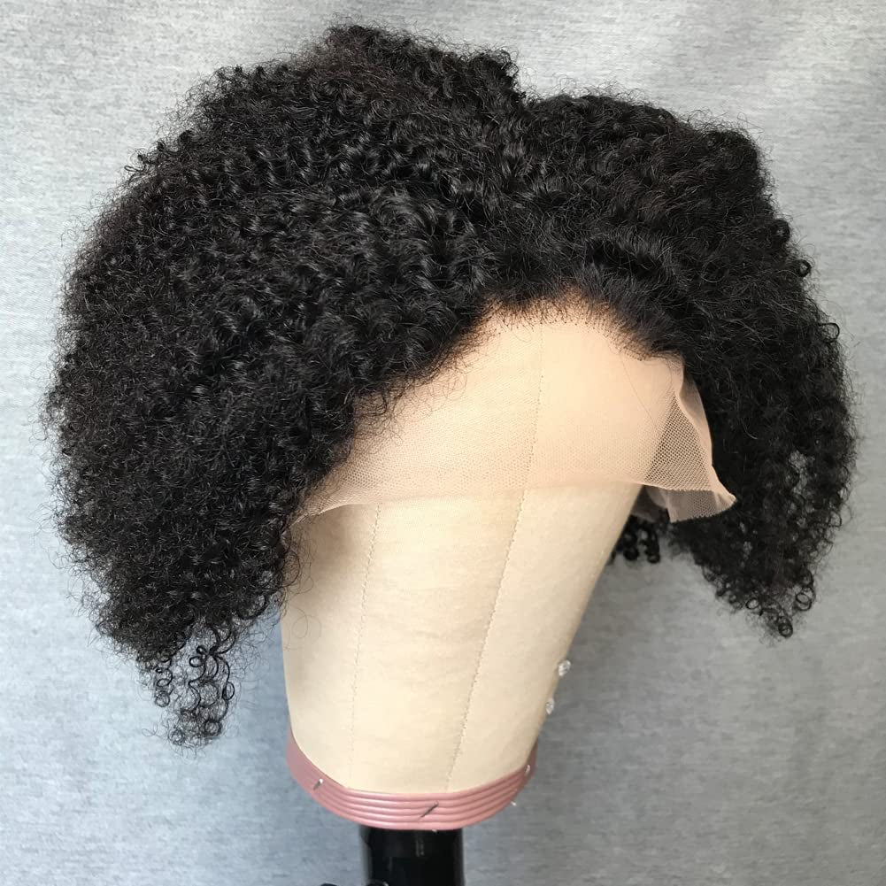 Short Afro Kinky Curly Wig for Black Women Transparent 13X1 Lace Front Wigs Human Hair Brazilian Bob Pixie Cut Wig 8 Inch