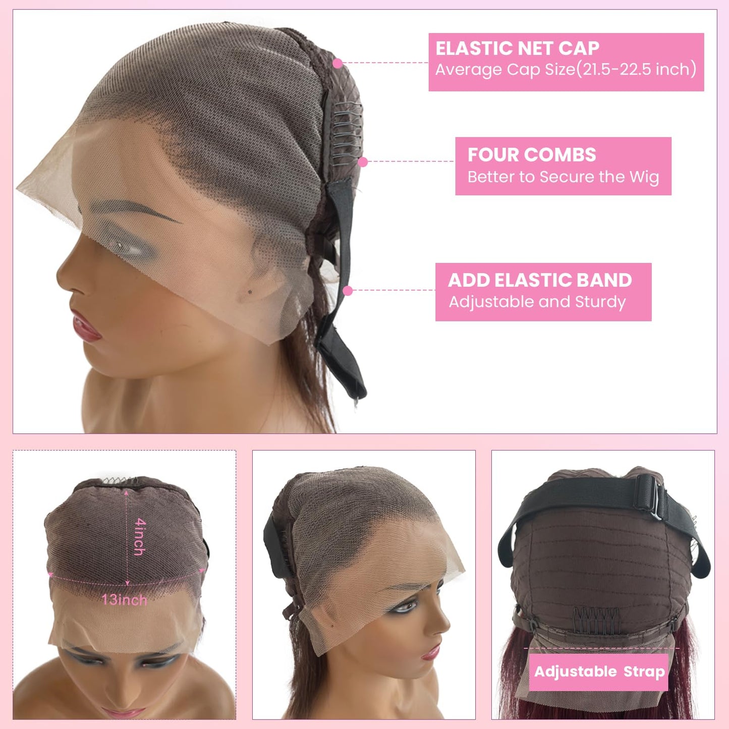 Ombre Bob Wig Human Hair 180% Density 13X4 Lace Front Wigs Pre-Plucked Highlights Wigs for Women 8 Inch