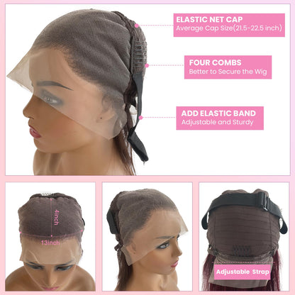 Ombre Bob Wig Human Hair 180% Density 13X4 Lace Front Wigs Pre-Plucked Highlights Wigs for Women 8 Inch