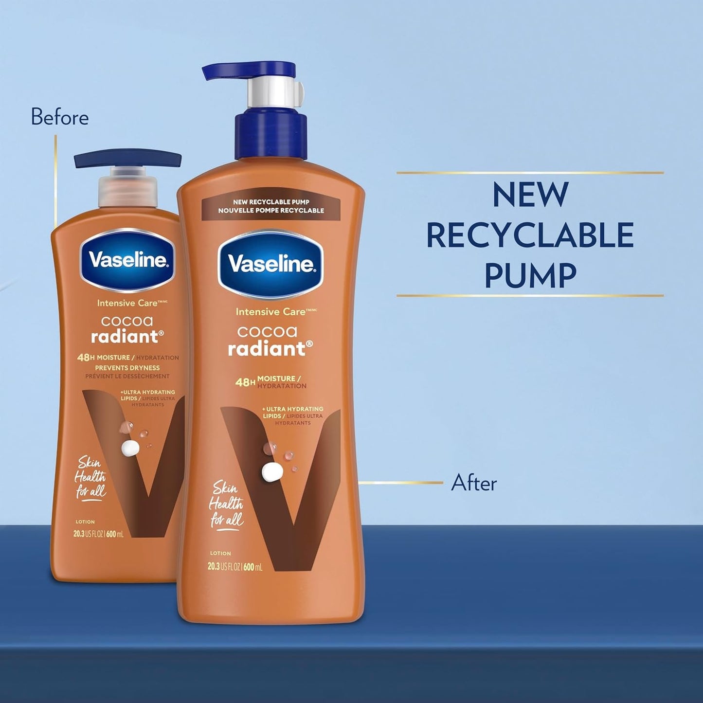 3 Vaseline Intensive Care Body Lotion for Dry Skin Cocoa Radiant Lotion 20.3 Oz