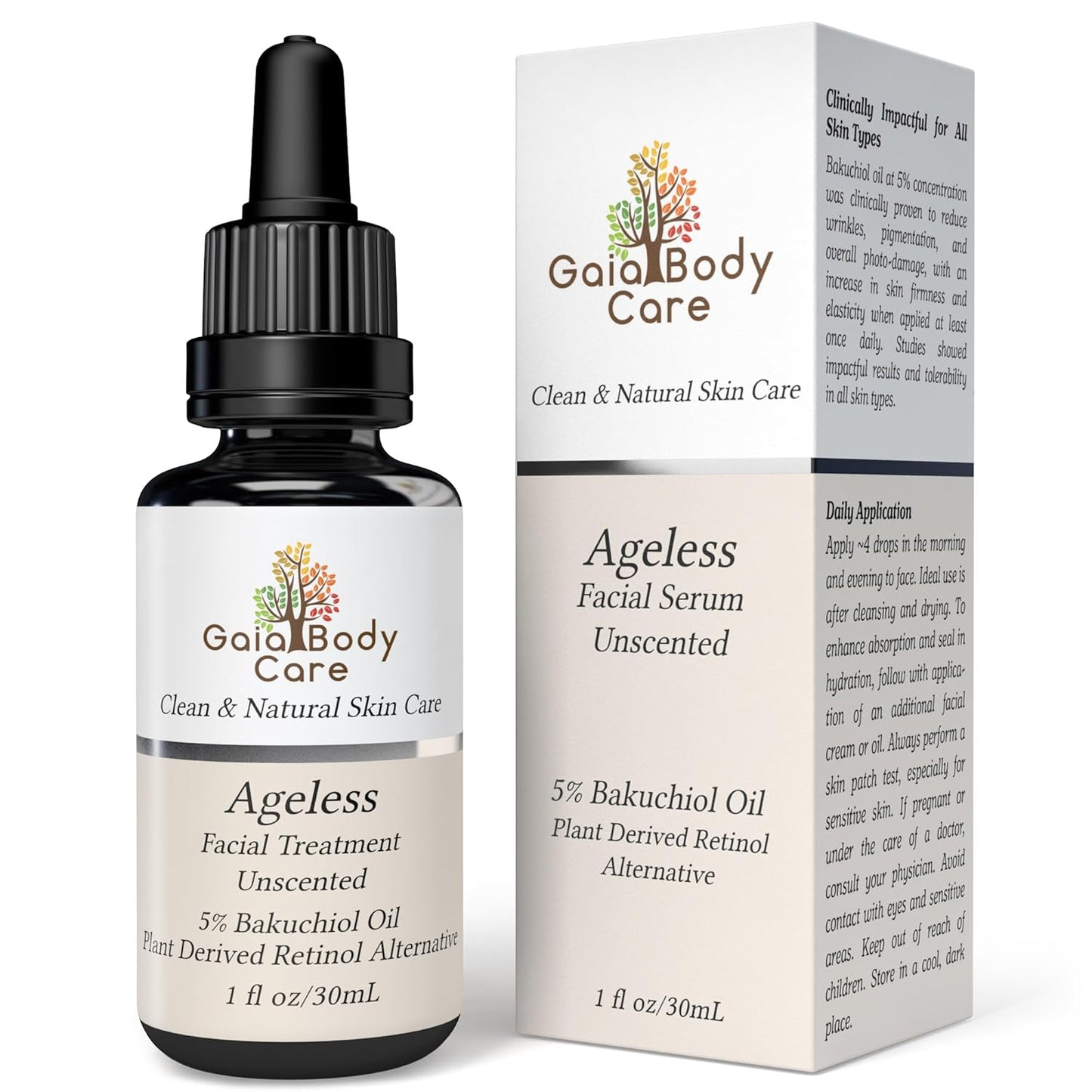 Gaia Body Care 5% Bakuchiol Oil Organic - anti Aging, anti Wrinkle, Reduces Fine Lines, Smooths Skin, Hydrates - Botanical Vegan - Natural Retinol Alternative Facial Oil (1Oz, Rose)