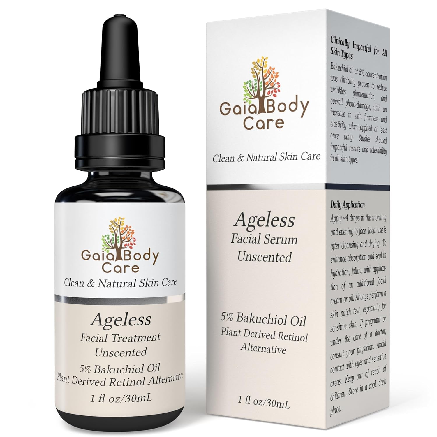 Gaia Body Care 5% Bakuchiol Oil Organic - anti Aging, anti Wrinkle, Reduces Fine Lines, Smooths Skin, Hydrates - Botanical Vegan - Natural Retinol Alternative Facial Oil (1Oz, Rose)