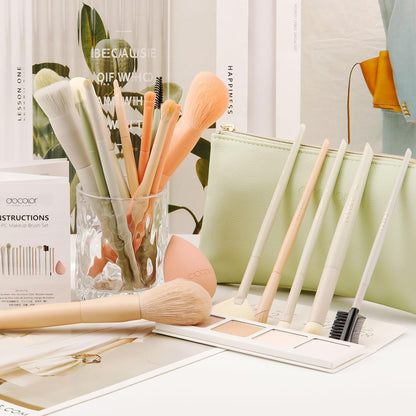 Makeup Brushes 17 Pcs with Makeup Bag and Makeup Sponge and Brush Protector Morandi Makeup Brush 