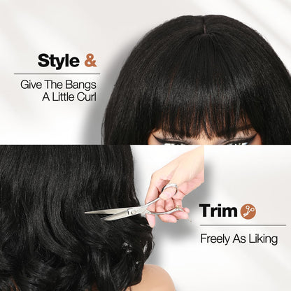 WIGER Yaki Texture Wavy Wig with Bangs