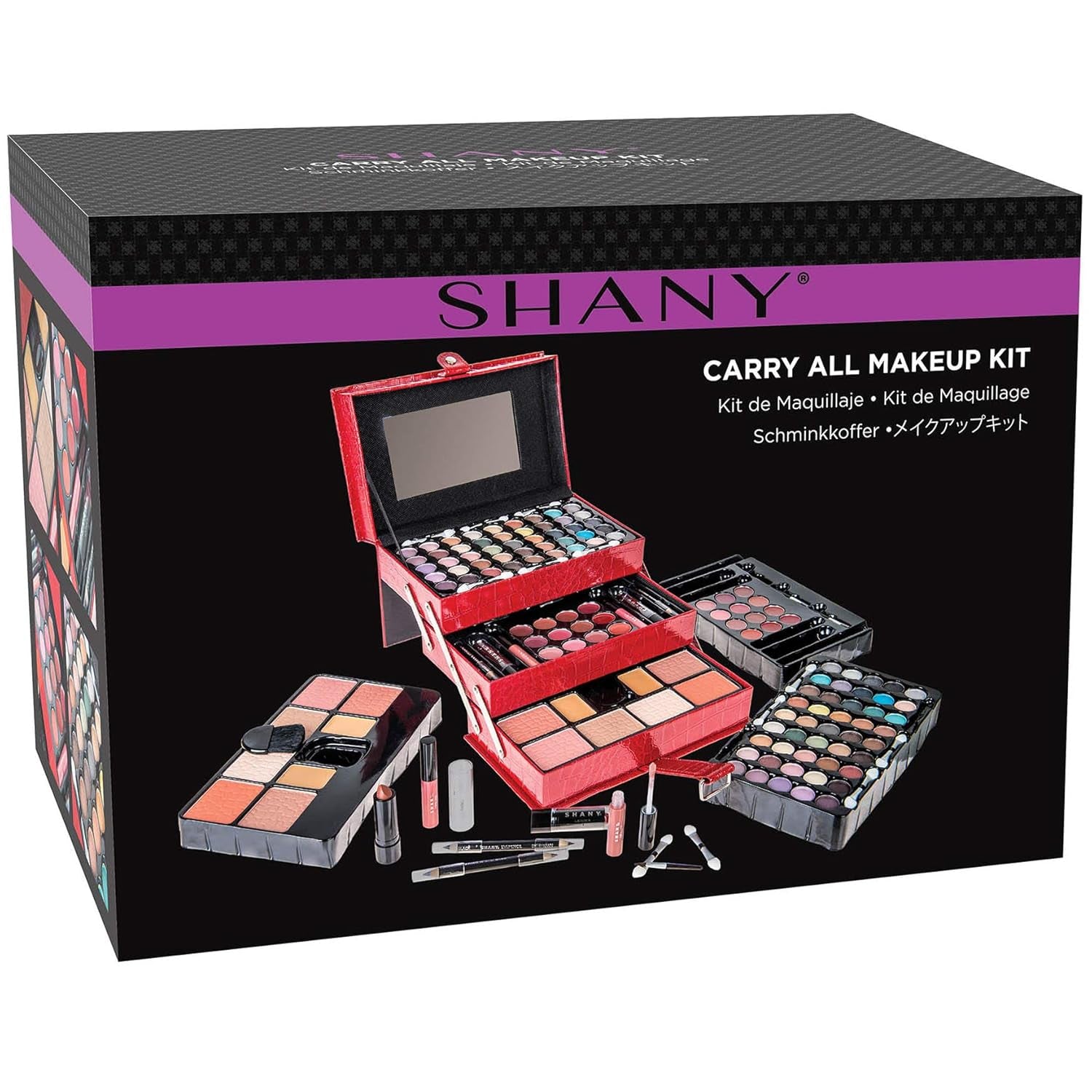 All in One Makeup Set, Eyeshadow, Blushes, Face Powder, Lipstick, Eye Liners, Make up Pencils and Cosmetics Mirror - Makeup Kit with Reusable Storage Beauty Box - Red