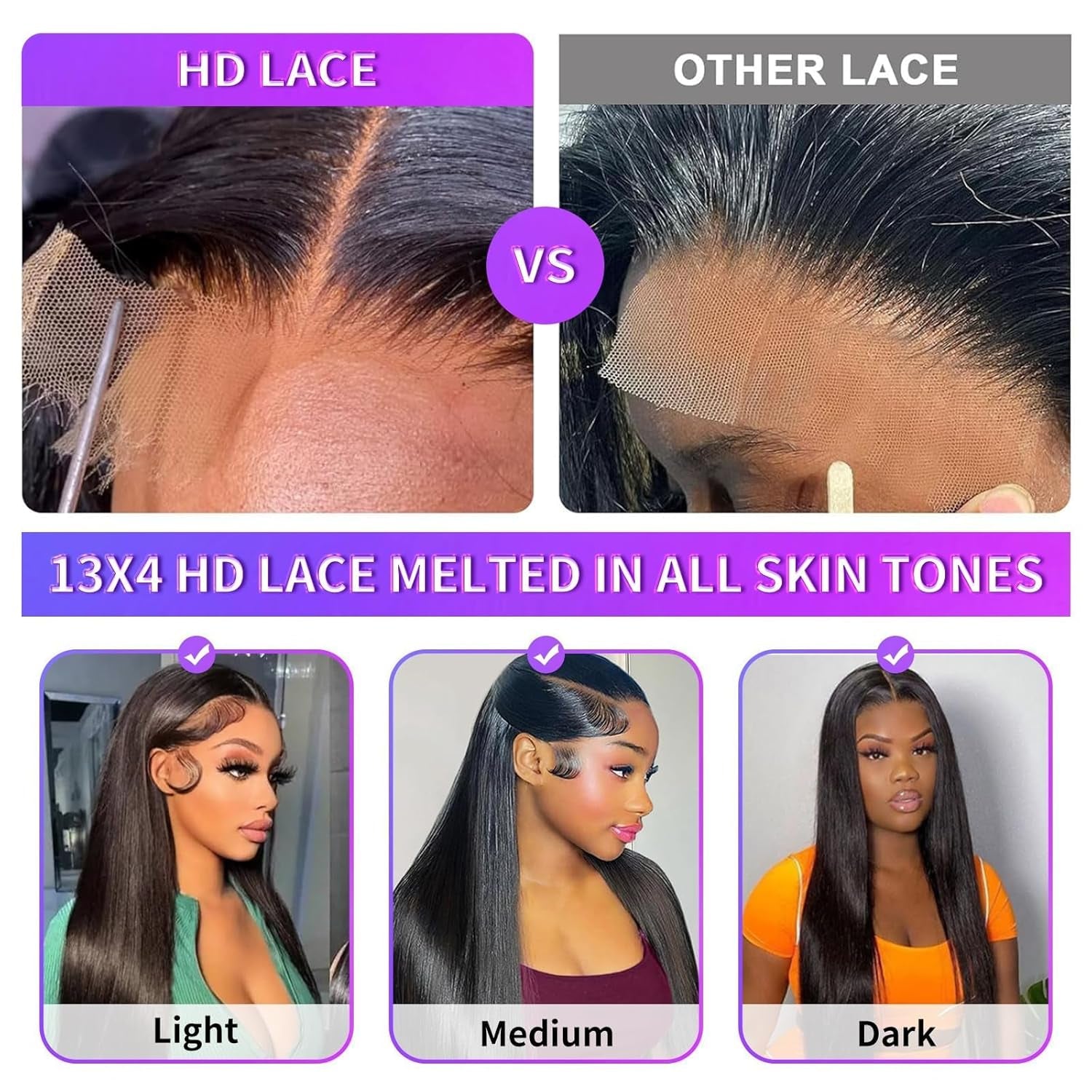 Violly 28 Inch 13X4 Lace Front Wigs Human Hair Straight HD Transparent Wigs for Women 180 Density Straight Lace Frontal Human Hair Wigs Pre Plcked with Baby Hair Natural Black