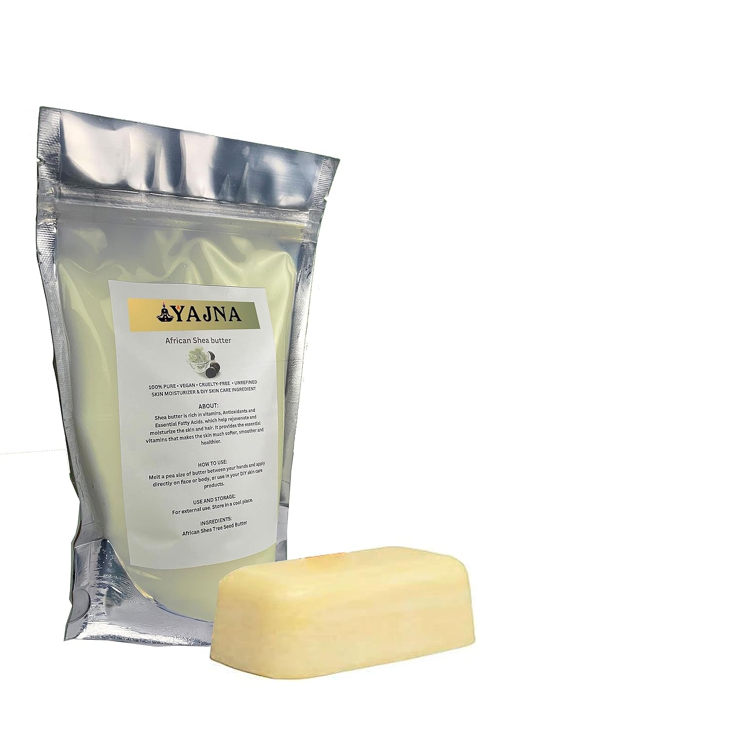 Yajna Organic Raw African Shea Butter 100% Pure,Natural & Unrefined| Skin Moisturizer for Face, Body & Hair| 1 LBS/450 GM Ivory/White Grade a | DIY Creams, Balms, Lotions, Soaps| Moisturizes Dry Skin