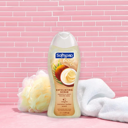 Softsoap Body Wash Exfoliating Scrub, Coconut Butter Scent, 20 Oz Bottle