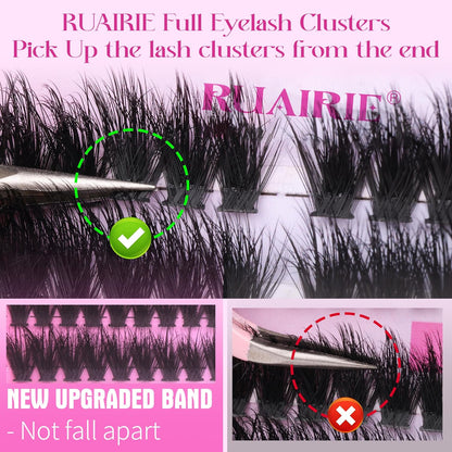 Lash Extension Kit Full Lash Clusters Kit 280Pcs Volume Eyelash Extension Kit 100D/150D 2 Styles Eyelash Clusters Kit Bond and Seal Lash Glue with Tweezers Thick Individual Lashes Kit by Ruairie
