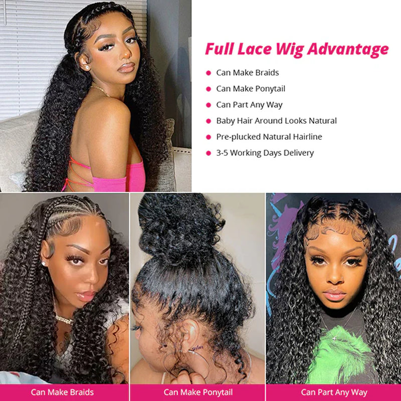 Deep Wave HD Full Lace Wigs Human Hair Transparent Lace Frontal Wigs Pre Plucked