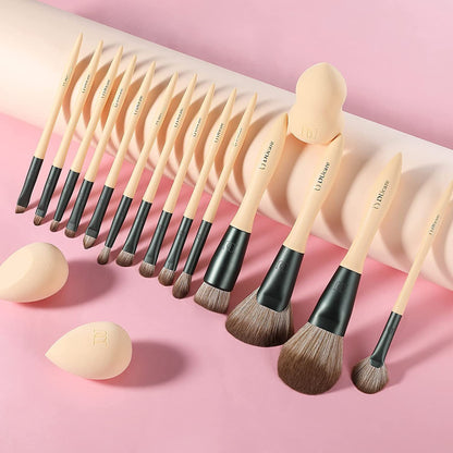 Makeup Brushes 14Pcs with 3Pcs Makeup Spong & Cosmetic Bag