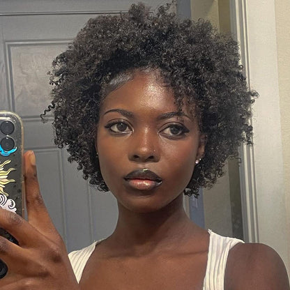 Short Afro Kinky Curly Wig for Black Women Transparent 13X1 Lace Front Wigs Human Hair Brazilian Bob Pixie Cut Wig 8 Inch