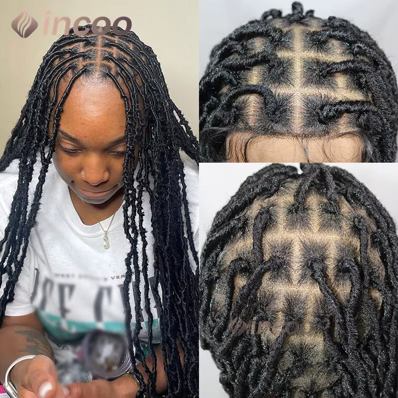 Long 40" Dreadlocks Braided Wigs Synthetic Full Lace Front Wigs Butterfly Locs Box Braids Wig for Black Women Twist Braided Wig