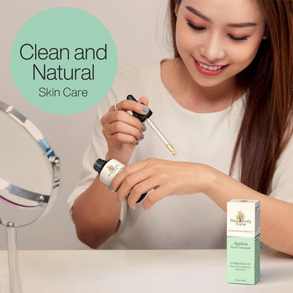 Gaia Body Care 5% Bakuchiol Oil Organic - anti Aging, anti Wrinkle, Reduces Fine Lines, Smooths Skin, Hydrates - Botanical Vegan - Natural Retinol Alternative Facial Oil (1Oz, Rose)