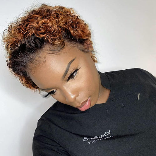 Honey Blonde Pixie Cut 