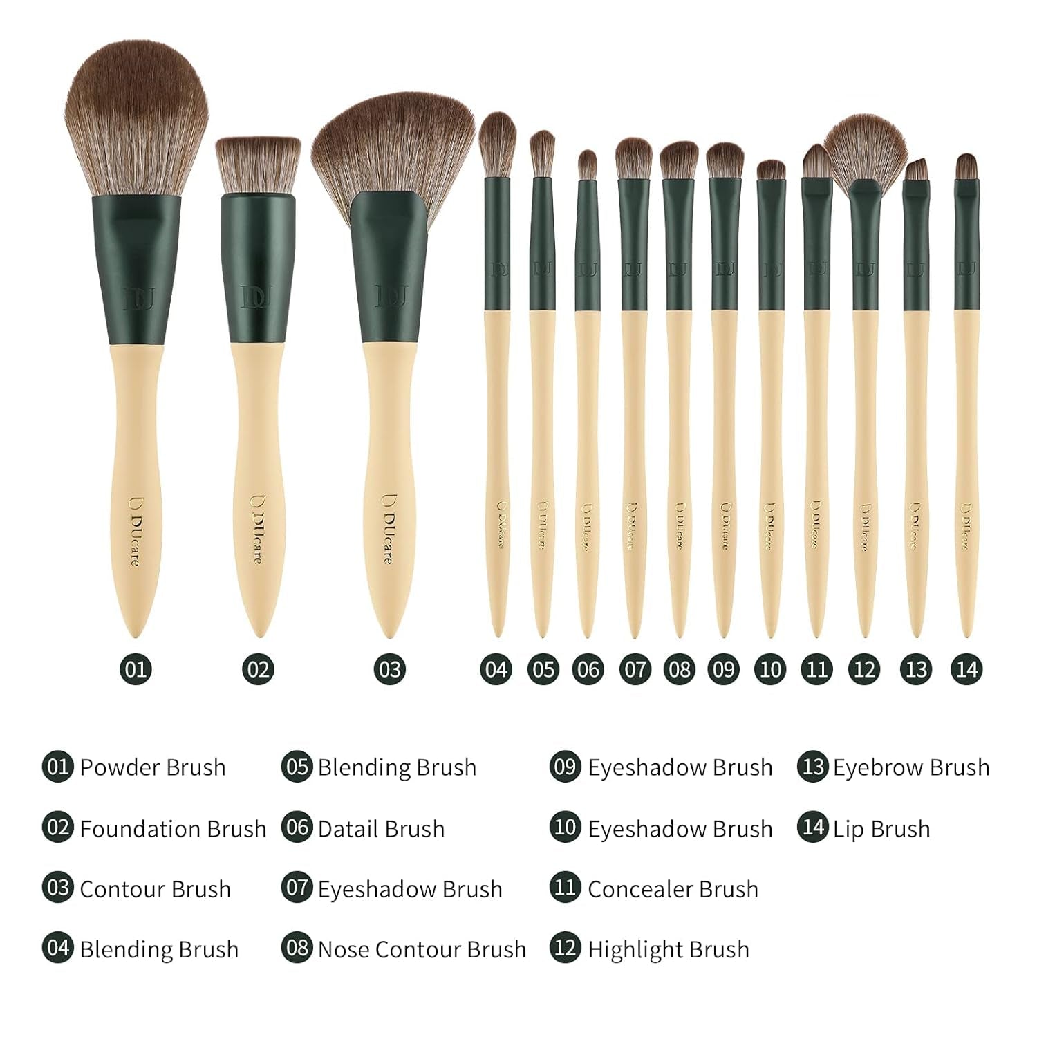 Makeup Brushes 14Pcs with 3Pcs Makeup Spong & Cosmetic Bag
