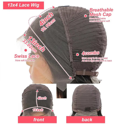 13X4 Lace Front Wig Bob Human Hair Brown Straight 180% Full Density HD Transparent Lace Frontal Wigs Bob Hair Lace Front Wig