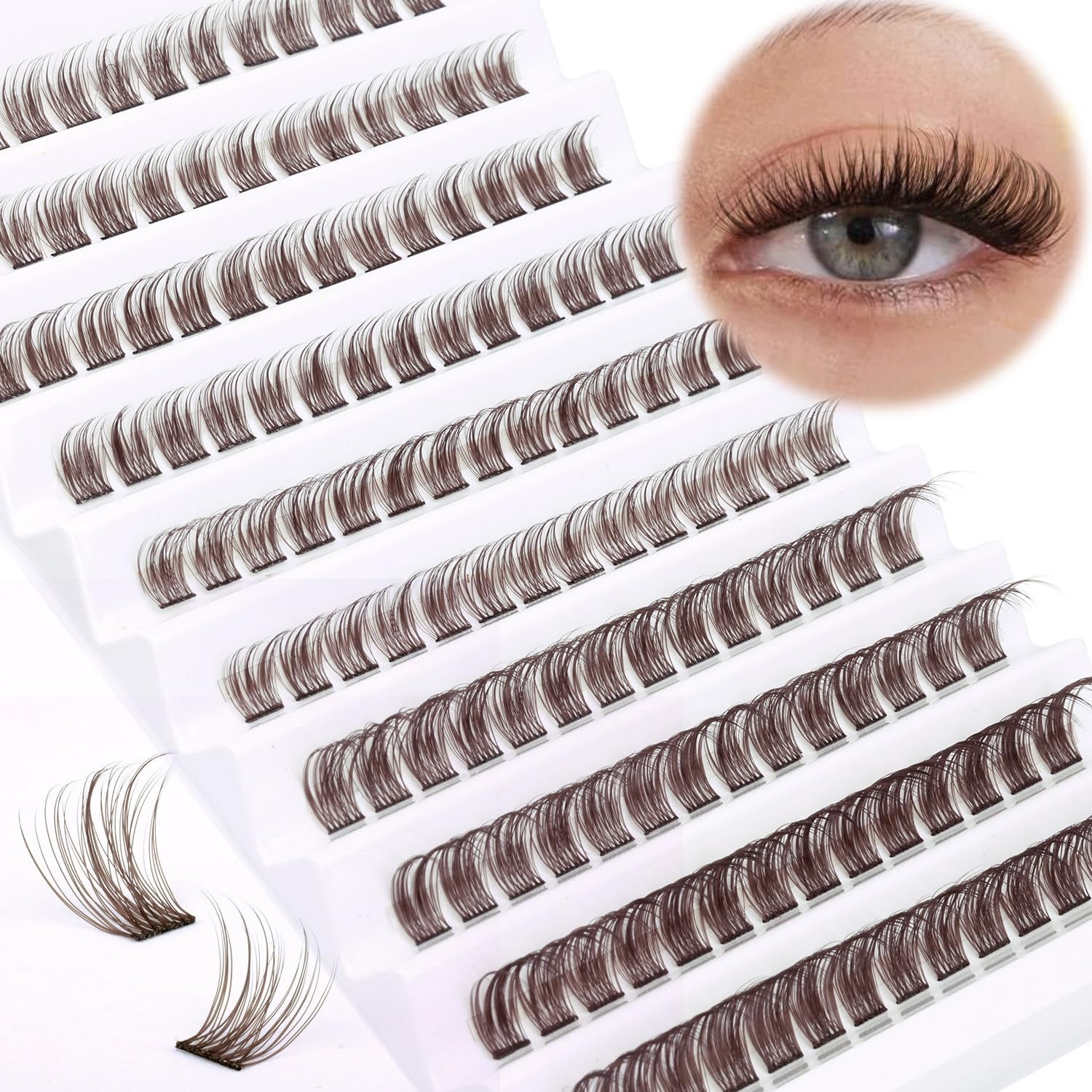 Lash Extension Kit Full Lash Clusters Kit 280Pcs Volume Eyelash Extension Kit 100D/150D 2 Styles Eyelash Clusters Kit Bond and Seal Lash Glue with Tweezers Thick Individual Lashes Kit by Ruairie