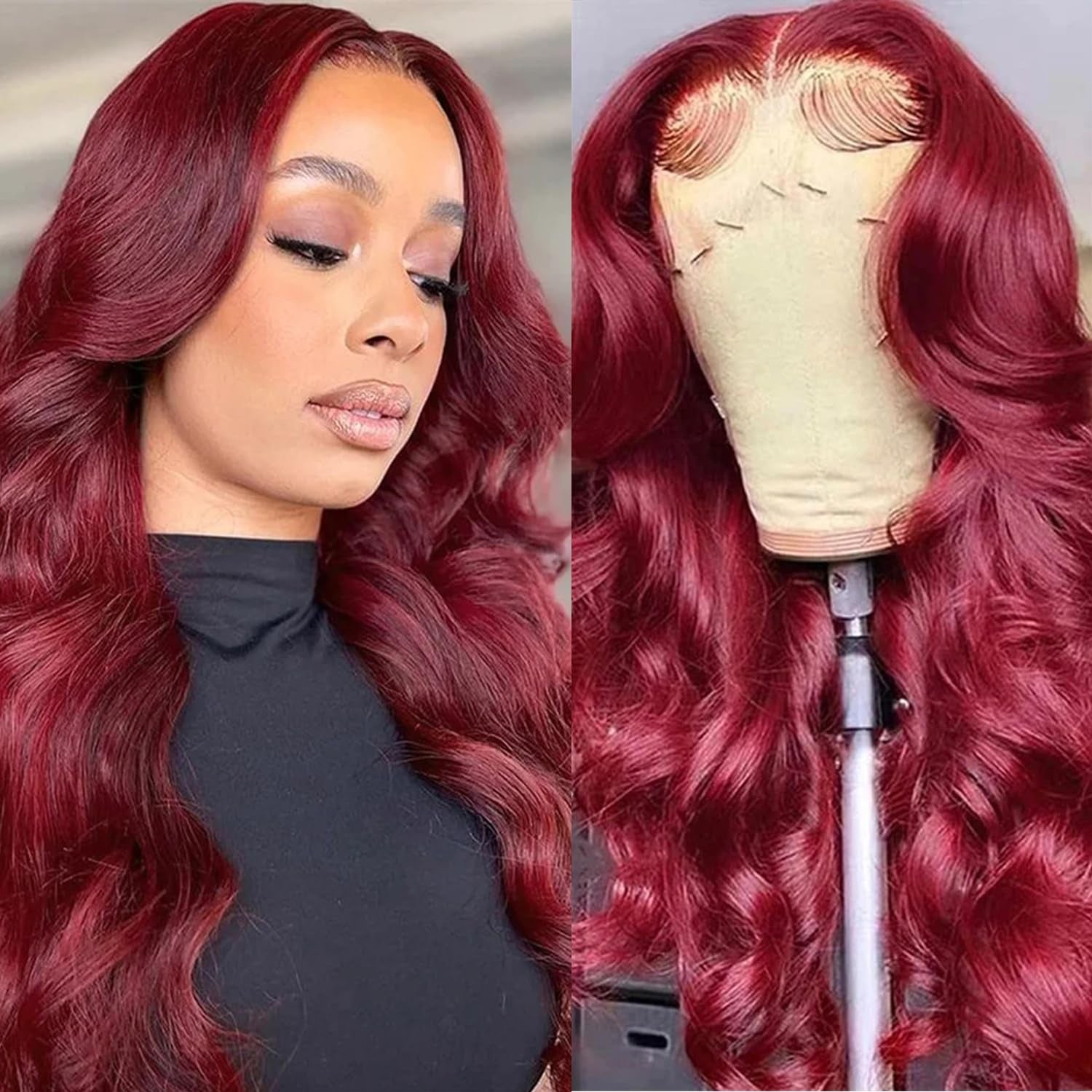 Ombre Lace Front Wig Human Hair 4/27 13X4 HD Body Wave Highlight Lace Front Wig Human Hair Pre Plucked with Baby Hair 180% Density Glueless Lace Front Wigs Human Hair 20Inch