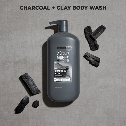 (4 Pack)  Purifying Hydrating Face & Body Wash for Men Charcoal & Clay, 30 Oz