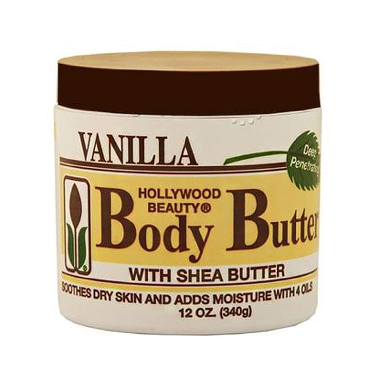 Hollywood Beauty Body Butter with Shea Butter, Vanilla - 12 Oz. - Sooth & Moisturize Skin