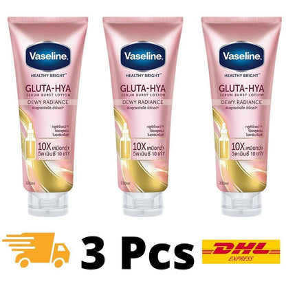 3X Vaseline Pink Gluta-Hya Dewy Radiance Lotion Healthy Bright Serum Burst 300Ml