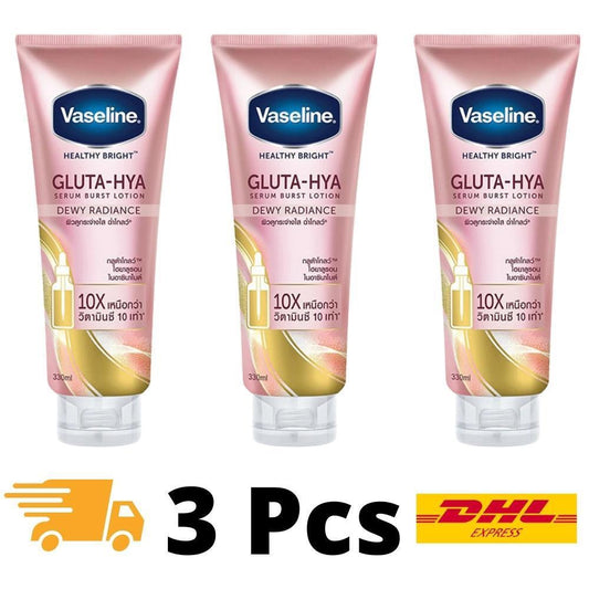3X Vaseline Pink Gluta-Hya Dewy Radiance Lotion Healthy Bright Serum Burst 300Ml