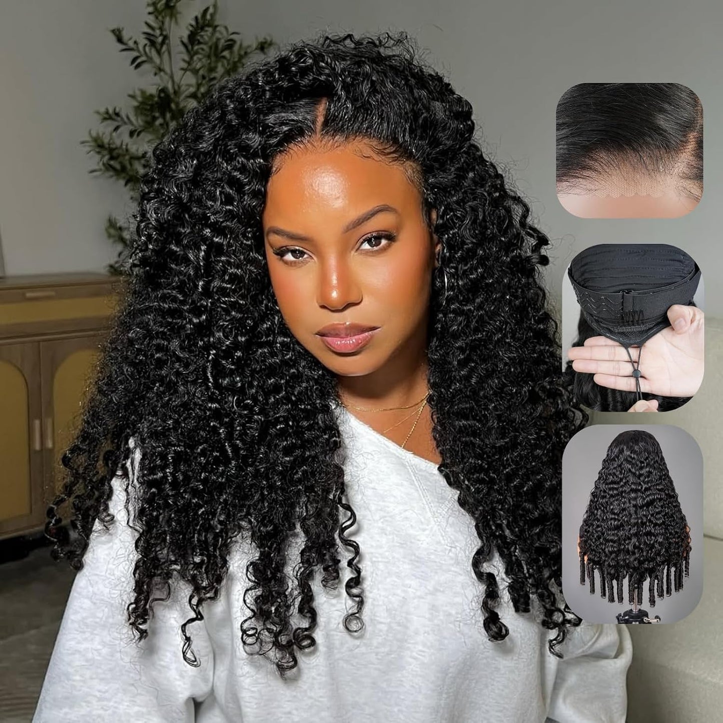 7X6 Burmese Curly Drawstring Wig 