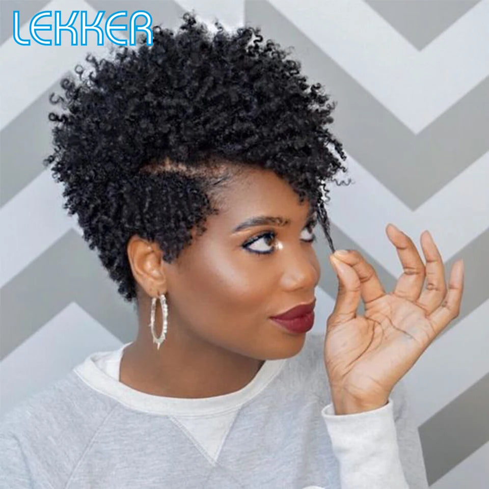Short Pixie Cut Afro Kinky Curly Bob 100% Human Hair Wigs for Women Brazilian Remy Hair Full Machine Made Colored Wigs
