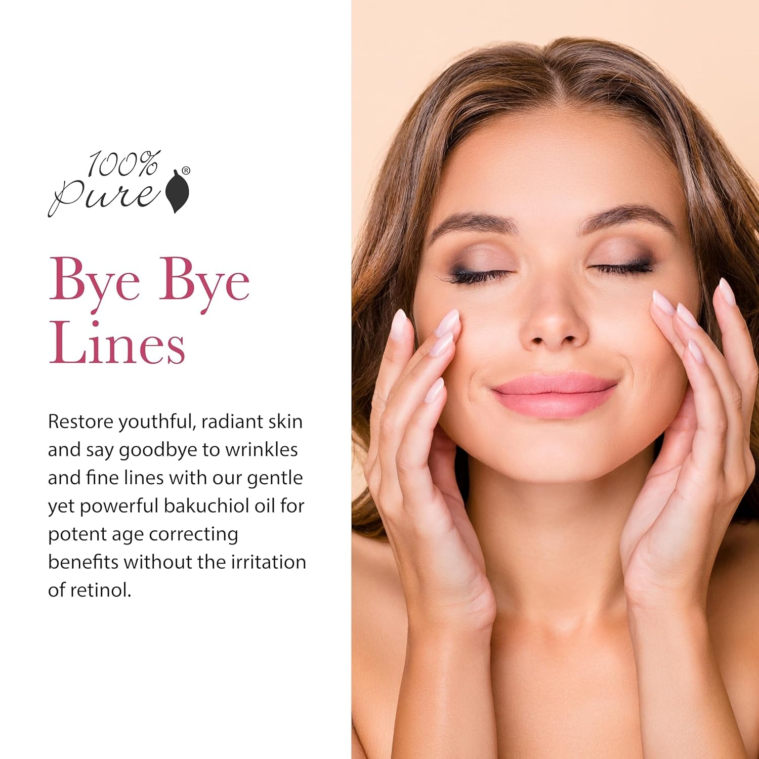 100% PURE Bakuchiol Serum Facial Oil Moisturizer + Squalane Plant Based Retinol Alternative Skincare - Daily anti Aging Glow for Women & Men All Skin Types, Vegan - 1 Fl Oz