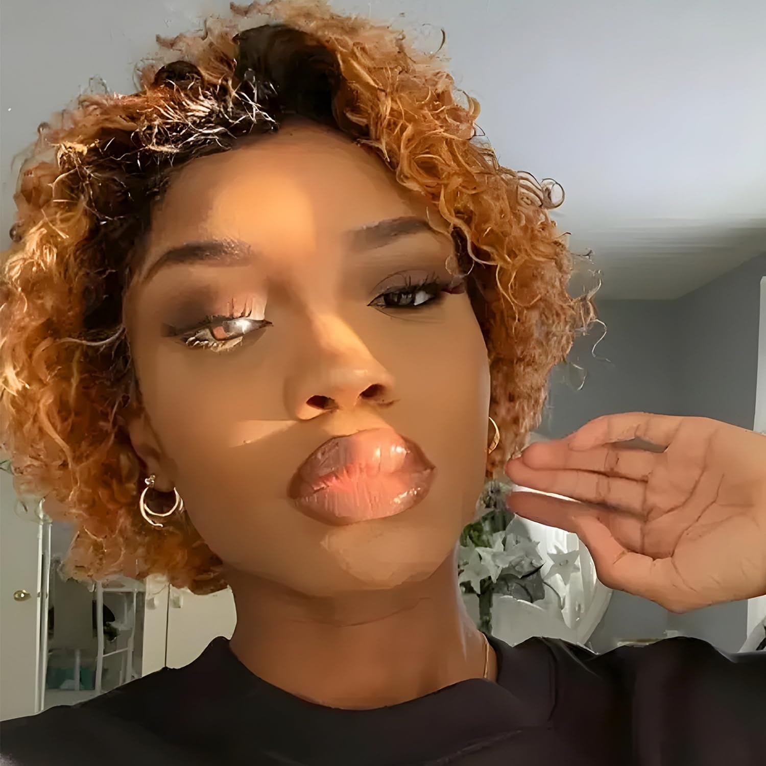 Honey Blonde Pixie Cut 
