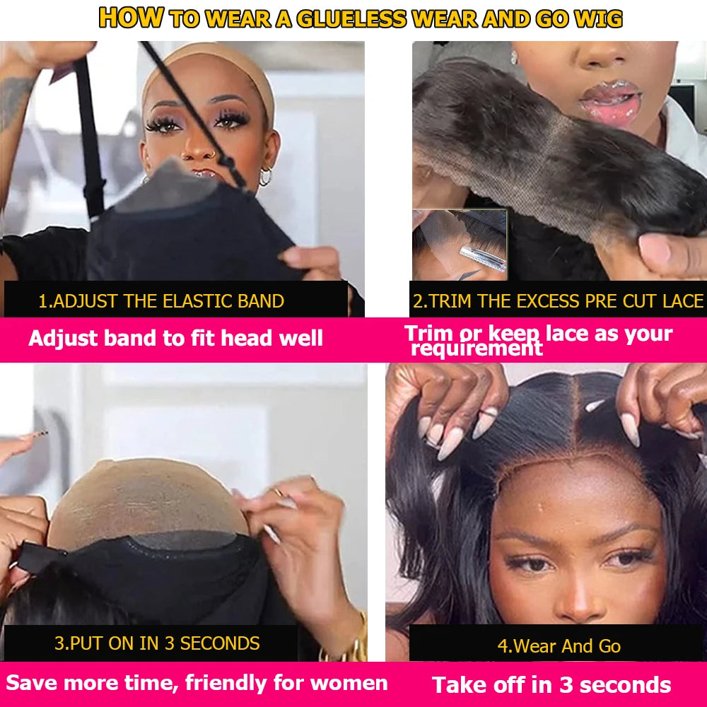Straight Wear and Go Glueless Bob Wig 