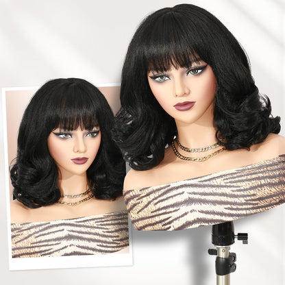 WIGER Yaki Texture Wavy Wig with Bangs