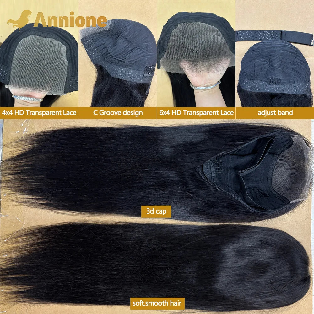 30 Inch Glueless Wigs Human Hair Ready to Wear 6X4 Brazilian Straight HD Lace Front Human Hair Wig 100% Human Hair Wigs Glueless