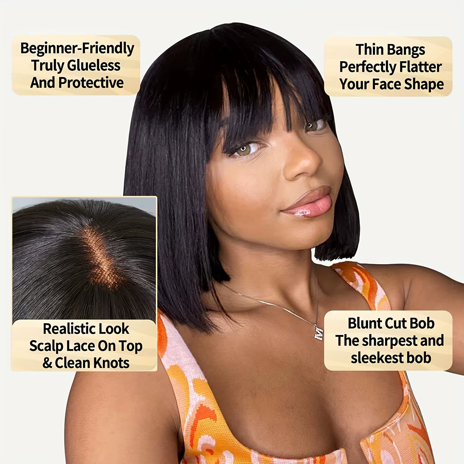 Cheap Brazilian Hair Wigs with Bangs 3X1 HD Lace Wigs Straight Human Hair Wigs Full Machine Made Wig Short Bob Wigs
