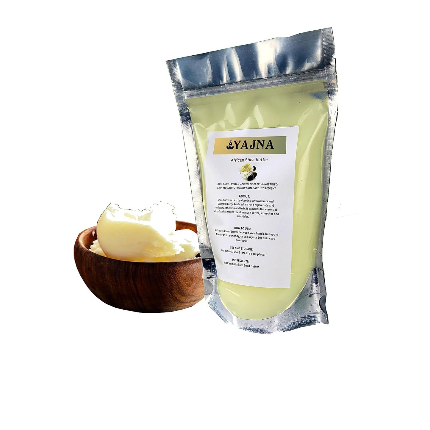 Yajna Organic Raw African Shea Butter 100% Pure,Natural & Unrefined| Skin Moisturizer for Face, Body & Hair| 1 LBS/450 GM Ivory/White Grade a | DIY Creams, Balms, Lotions, Soaps| Moisturizes Dry Skin