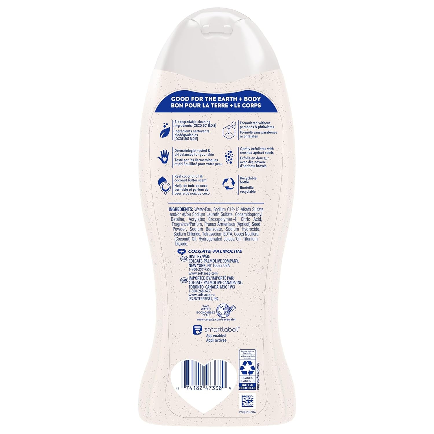 Softsoap Body Wash Exfoliating Scrub, Coconut Butter Scent, 20 Oz Bottle