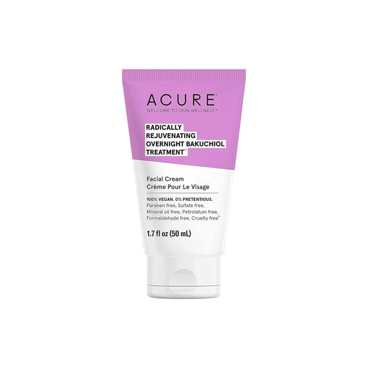 Acure Radically Rejuvenating Bakuchiol Facial Cream - Plant Squalane Retinol Alternative for Overnight Skin Treatment- Vegan Plant-Based Extract - Helps Reduce Appearance of Fine Lines, 1.7 Fl Oz