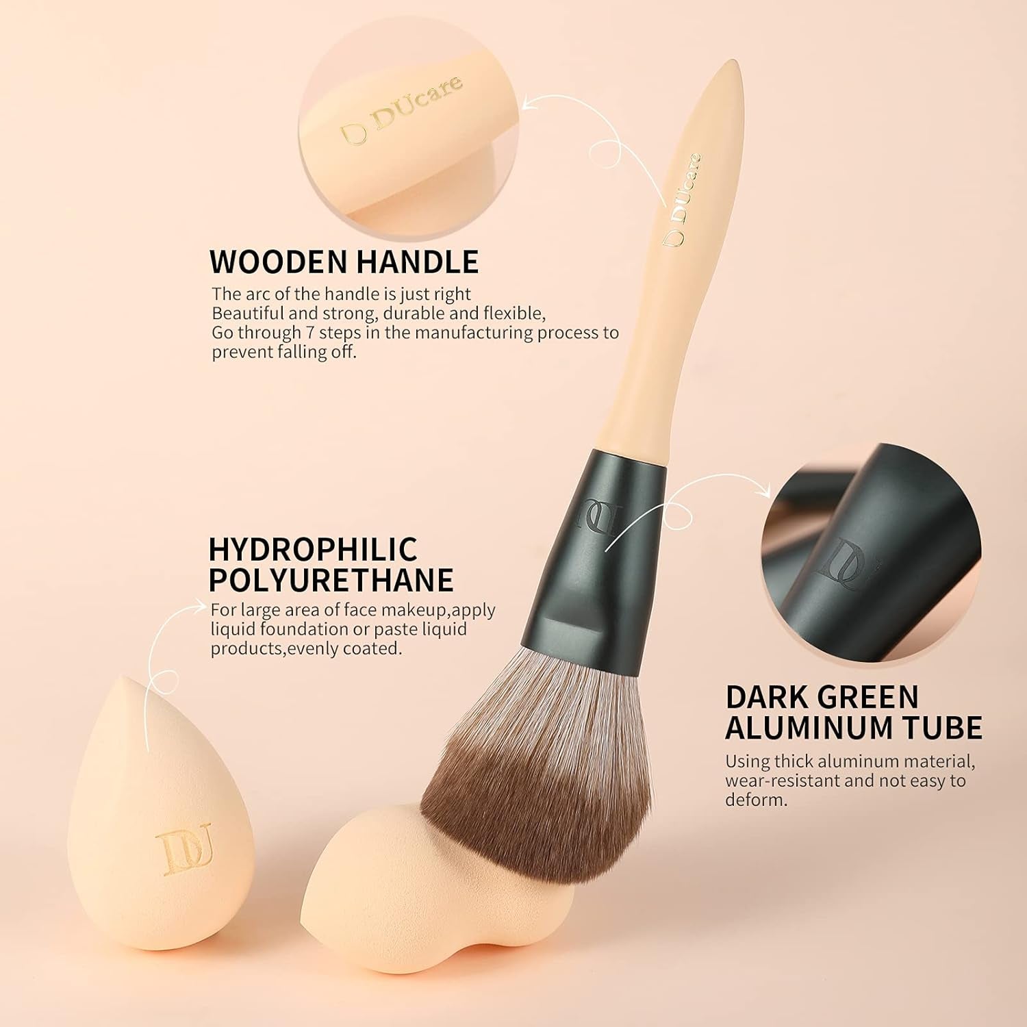 Makeup Brushes 14Pcs with 3Pcs Makeup Spong & Cosmetic Bag