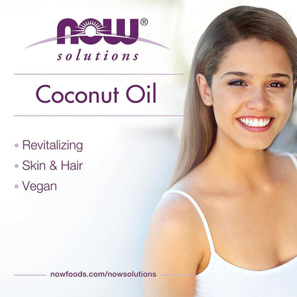 NOW Foods Solutions, Liquid Coconut Oil, Light and Nourishing, Promotes Healthy-Looking Skin and Hair, 4-Ounce