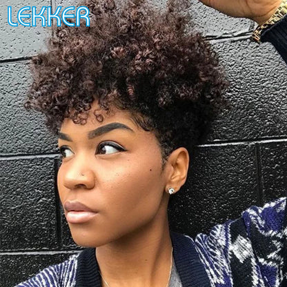 Short Pixie Cut Afro Kinky Curly Bob 100% Human Hair Wigs for Women Brazilian Remy Hair Full Machine Made Colored Wigs