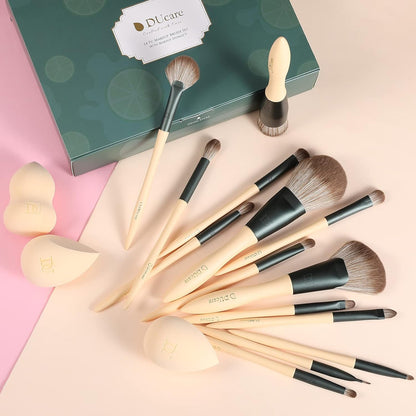 Makeup Brushes 14Pcs with 3Pcs Makeup Spong & Cosmetic Bag
