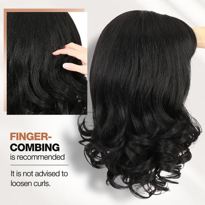 WIGER Yaki Texture Wavy Wig with Bangs