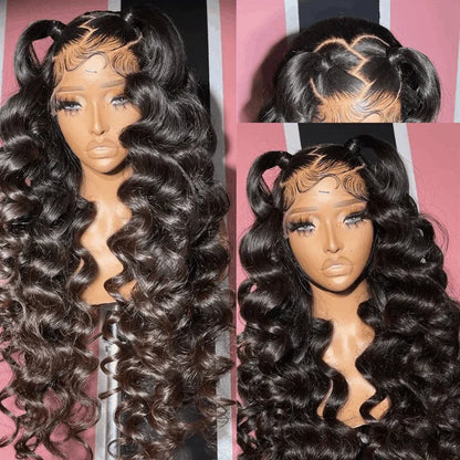 Ishow Loose Deep Wave Natural Black 4X4 Transparent Lace Closure Pre Plucked Wig with Baby Hair