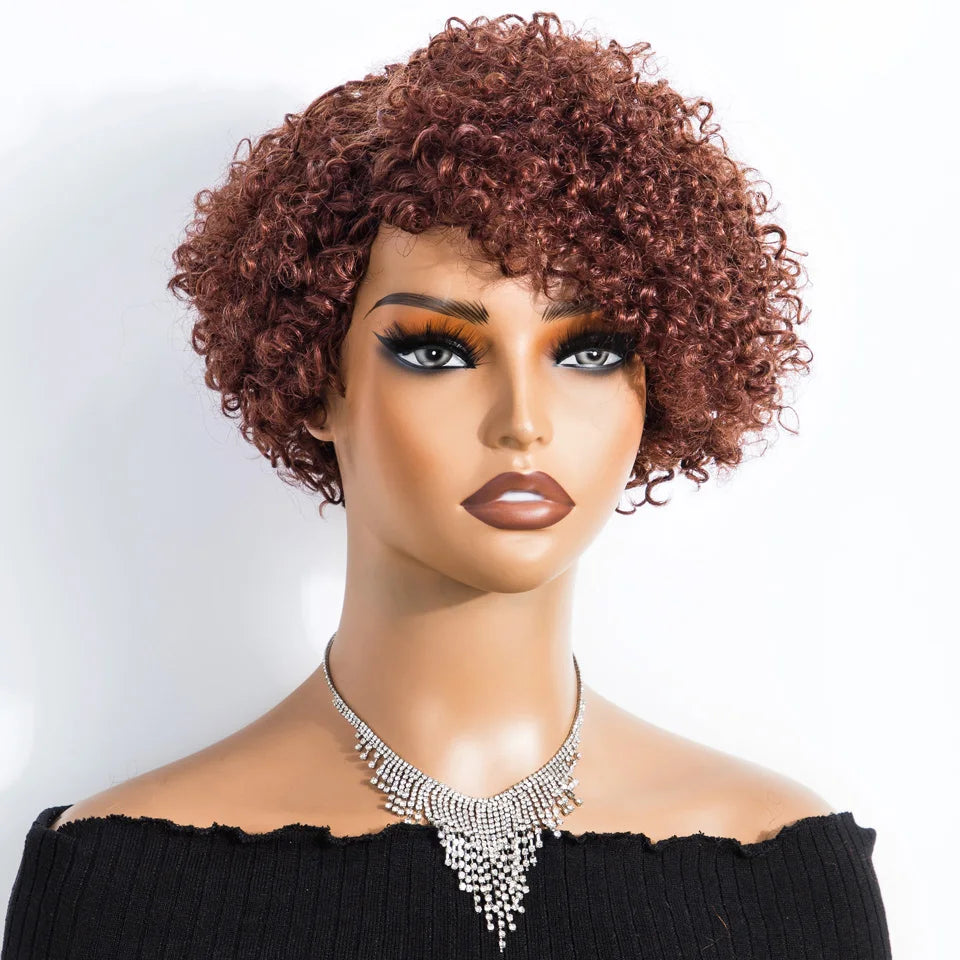 Short Pixie Cut Afro Kinky Curly Bob 100% Human Hair Wigs for Women Brazilian Remy Hair Full Machine Made Colored Wigs
