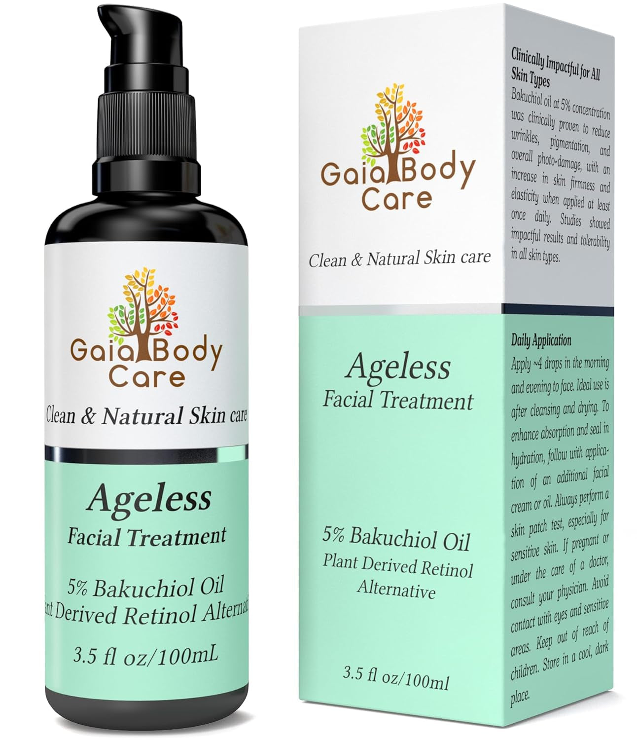 Gaia Body Care 5% Bakuchiol Oil Organic - anti Aging, anti Wrinkle, Reduces Fine Lines, Smooths Skin, Hydrates - Botanical Vegan - Natural Retinol Alternative Facial Oil (1Oz, Rose)